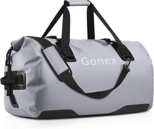 Gonex 40L 60L 80L Extra Large Waterproof Duffle Travel Dry Duffel Bag Heavy Duty Bag with Durable Straps & Handles for Kayaking Paddleboarding Boating Rafting Fishing - color: Gray, size: 80L