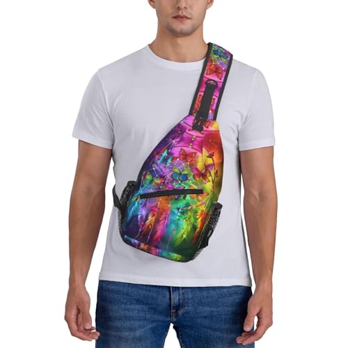Dream Catcher With Colorful Butterfly Sling Backpack Chest Bag Crossbody Shoulder Bag Gym Cycling Travel Hiking Daypack For Men Women - color: Dream Catcher With Colorful Butterfly