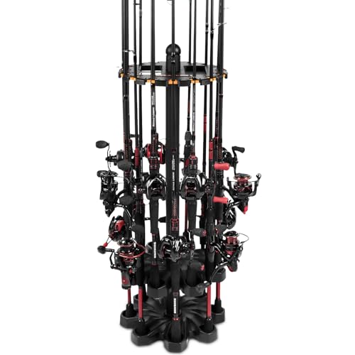 KastKing V16 Fishing Rod Holder for Garage, Floor Rack Holds Up to 16 Rods & Combos, Space-Saving Fishing Pole Organizer with Protective Foam, Durable ABS, Fishing Gear & Accessories Gift for Men - size: V16 without Rotating Base