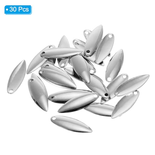 PATIKIL Fishing Lure Blades Willowleaf Lure Making for DIY Bait - color: Silver, size: 1"x0.3"