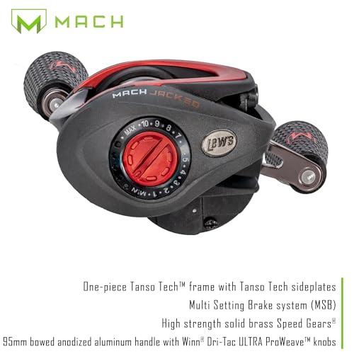 Lew’s MACH Jacked Baitcast Reel and Fishing Rod Combo, HM50 Graphite Rod, Tanso Tech Reel Frame and Sideplate, Carbon Fiber Drag System, 7.5:1 Gear Ratio - size: 7'0"