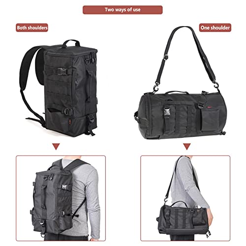 Fishing Backpack, 2 Fishing Rod Holders Fishing Tackle Backpack Without 4 Tackle Boxes, 17.4L Large Storage Fishing Gear Bag for Trout Fishing Outdoor Camping Hiking black