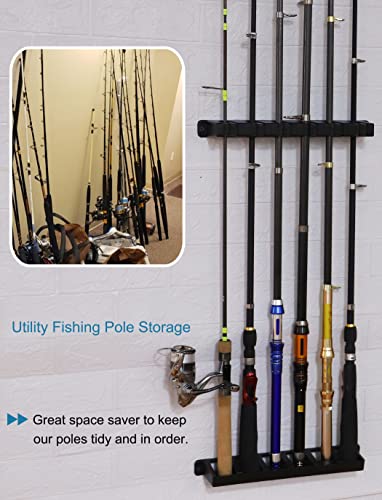 Horizontal Fishing Rod Rack Holders Wall-mounted Fish Pole Holder for Garage & Boat 6-Rod Storage Racks -1 Pair Rod Holder Rod Holder (2 Pair Vertical Black) - color: 2 Pair Vertical Black