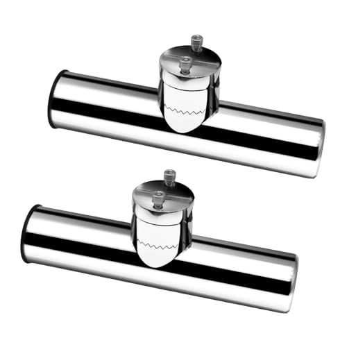 Fishing Rod Holder,360 Degree Adjustable Stainless Steel 316 Rail Mount Clamp Boat Rod Holders, Marine Grade Fishing Rod Pole Holder for Boat