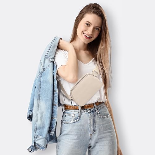 JSJ Mini Fanny Pack for Women & Men,Valentines Day Gifts for Girls Teens Kids Daughter Sister Her,Trendy Stuff Crossbody Bags Cute Everywhere Belt Bags.(Creamy) - color: Creamy