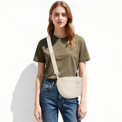 KKXIU Crossbody Sling Bag for Women Trendy Fanny Pack Vegan Leather Chest Bag | Trendy - color: 3-beige