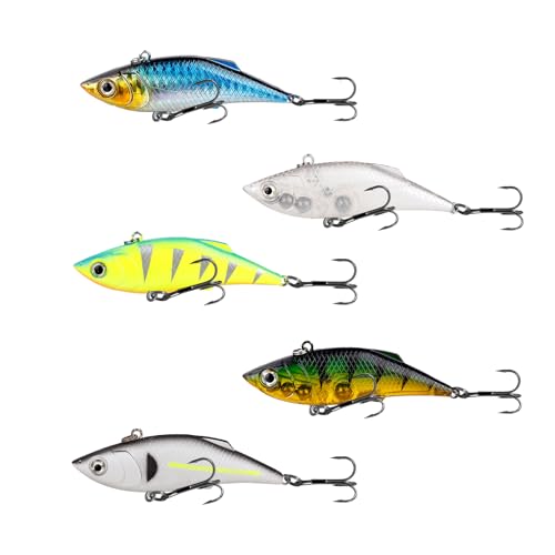 Lipless Crankbait Rattle Trap Fishing Lures Topwater Bass Fishing Lures for Walleye Trout Musky Long Casting Distance Freshwater Saltwater 2.96in/0.39oz FS/YE-06 - style: A2,5pcs