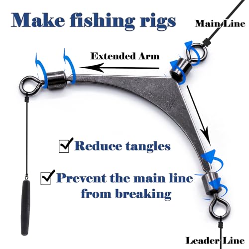 FishTrip 3 Way Swivel Fishing - 15pcs 3way Rolling Swivels Fishing Tackle Stainless Steel for Fishing Rigs Saltwater - size: 2#_15pcs