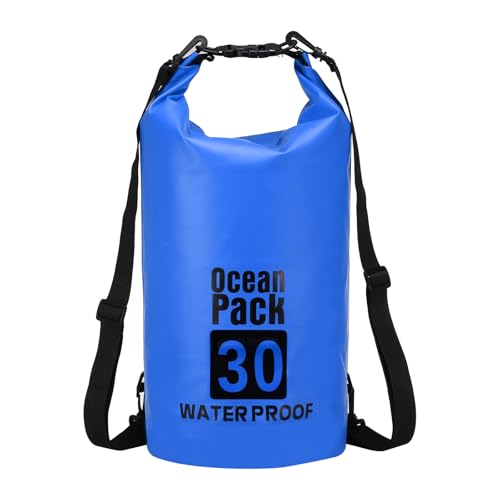 Waterproof Dry Bag, 30L Fit for Women Men Water Proof Bags Lightweight Dry Storage Floating Backpack with Whistle for Travel Backpacking Boating Kayaking Camping (Blue) - color: Blue, size: 30L