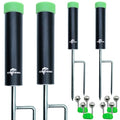 4 Pack Fishing Rod Holder, Aluminum Fishing Pole Holder for Ground, Rod Holders for Bank Fishing, Double Spike Support, 4 Free Alarm Bells