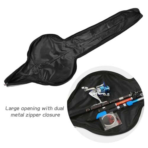 Fishing Rod Bag - 63 Inch Rod & Reel Protective Case, Portable Folding Pole Case, Waterproof Tackle Storage & Organizer - color: Black&White