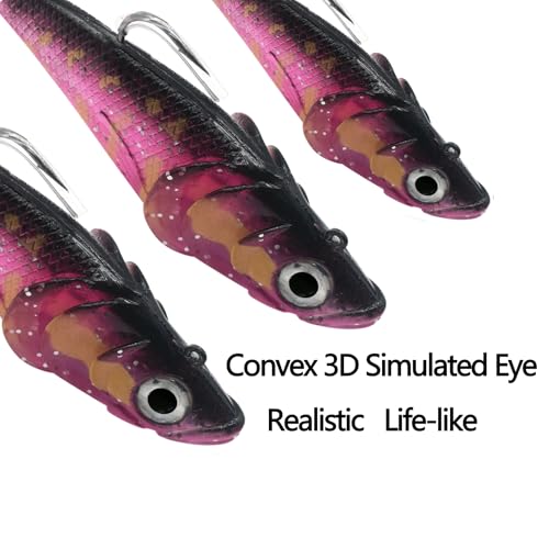 Big Jig Worm Lures Swimming Bait Soft Plastic Fishing Lure for Bass, Crappie, Trout, Pike, Sea Bass, Redfish, Striper,Fishing Lures for Freshwater & Saltwater - color: Red Glitter-1 Piece