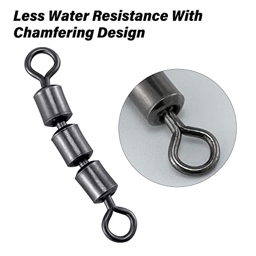 Dr.Fish High Speed 3 Roller Swivels, Bead Chain Barrel Swivels Fishing Tackle Trolling Rolling Leader Lure Connector Salmon Walleye Freshwater - size: #7-44LB