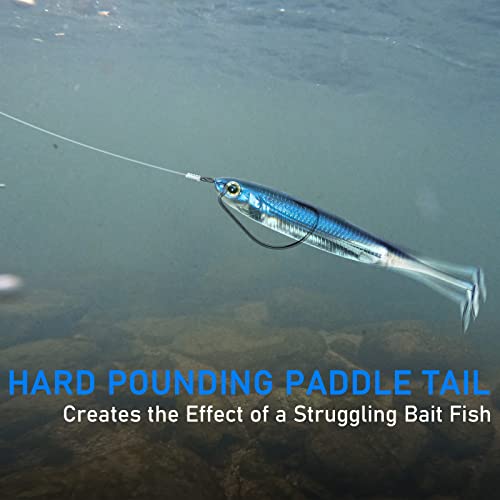 Dr.Fish Paddle Tail Swimbaits, Soft Fishing Lures for Bass Fishing 2.75-4.75 Inches, Freshwater & Saltwater Soft Plastic Baits Swim Shad Bait Minnow Lures Drop Shot - color: Blue, size: 2.7"-6 Pack