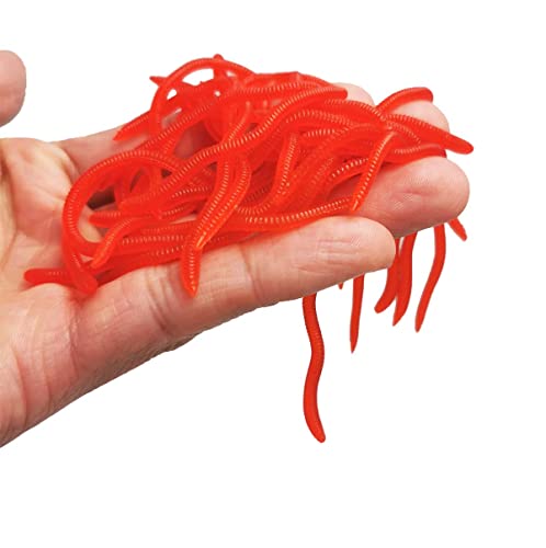 1.6in/3.3/3.9in Fishing Soft Lure Trout Worm Earthworm Bait Lifelike Fake Bloodworm Grub Worm Soft Fishing Lure Baits - color: Light red (50pcs/pack), size: 3.3inch