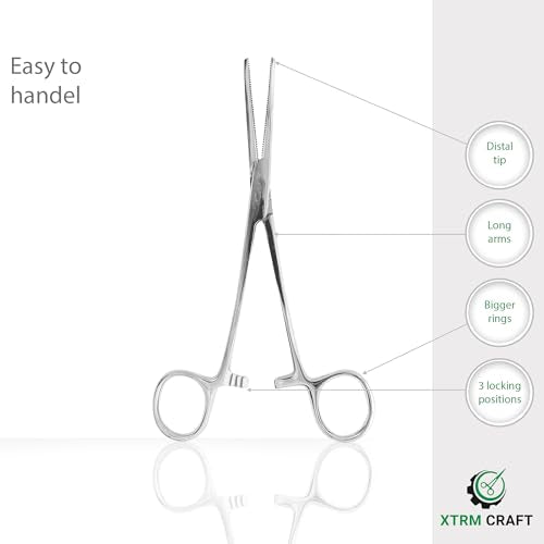 Precision Kelly Hemostat Forceps Locking Tweezers Clamp, Silver, Straight and Curved Stainless Steel (Straight, 10") - size: 10", style: Straight