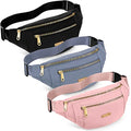 3 Pcs Waterproof Fanny Packs for Women and Men Waist Pack with Adjustable Strap Waist Pouch for Sports Running Exercise Walking Travel - color: Black, Blue, Pink