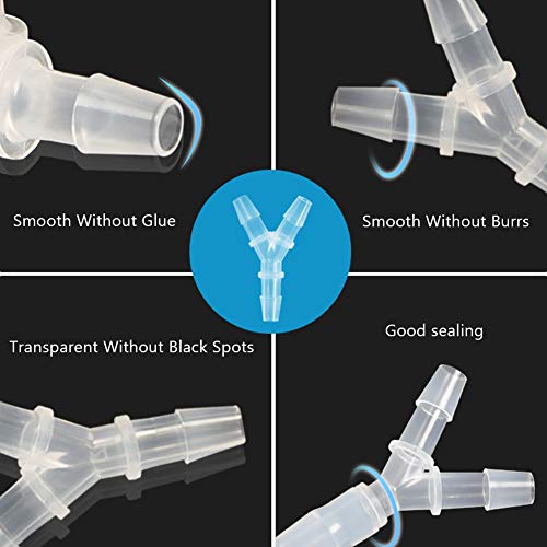 1/8" Hose Barb Fitting Equal Barbed Y Shaped 3 Way plastic Tubing Joint Splicer Mender Adapter Union for Oxygen Tubing Pipe Household Fuel Gas Liquid Air (Pack of 4) - size: 1/8 Inch