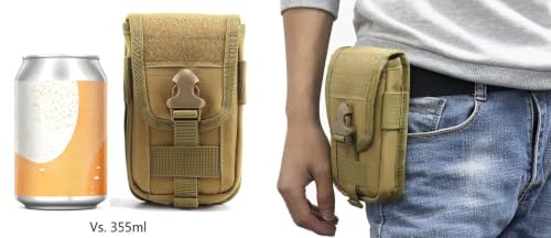 MOLLE EDC Waist Tool Pouch with Key Ring for Fishing,Camping,Hiking | Soft fleece lining protects,4 card slots,cash pocket, pen holder,Adjustable strap holds phone firmly - color: Brown