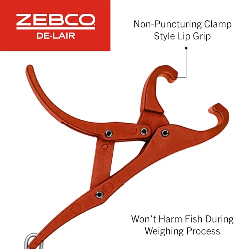 Zebco De-Liar 2.0 Digital Fish Scale, 50-Pounds/23-Kilograms Capacity, Compact Design, Durable Construction, Non-Puncturing Clamp-Style Lip Grip, Black/Red