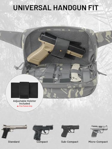 Tactical Sling Bag, Fanny Pack,2in1,CCW & EDC Shoulder Bag with MOLLE & Pistol Holster - 1000D Adjustable Strap for Outdoor Carry Men & Women - color: Camouflage