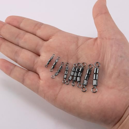 Dr.Fish High Speed 3 Roller Swivels, Bead Chain Barrel Swivels Fishing Tackle Trolling Rolling Leader Lure Connector Salmon Walleye Freshwater - size: #5-66LB