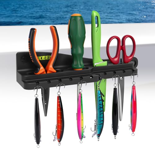 Hikeen Fishing Tool Holder for Boat, Fishing Hook, Pliers, Knives, Lures Organizer for Boat, Screw Mount Marine Tackle Rack Holder