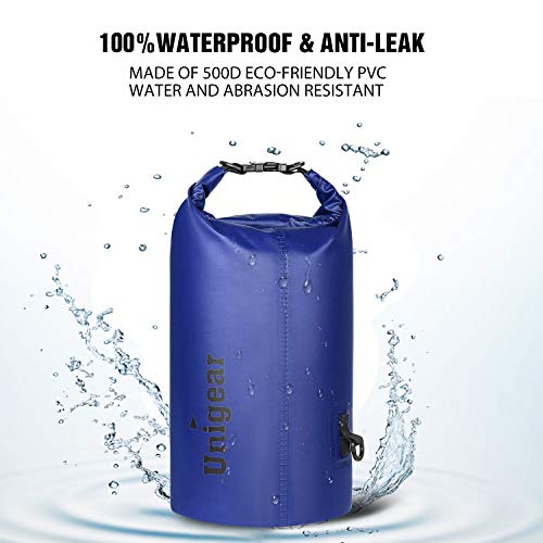 Unigear Dry Bag Waterproof, 2L/5L/10L/20L/30L/40L Floating and Lightweight Bags for Kayaking, Boating, Fishing, Swimming and Camping with Waterproof Phone Case - color: Blue, size: 10L