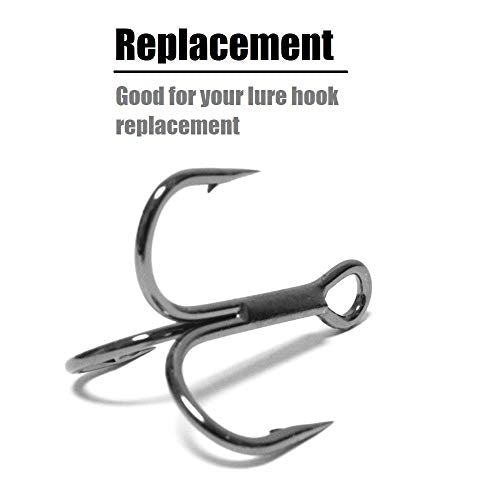 Fishing Hooks Treble Hooks for Hook Upgrade Cutting Blade 4X Strong Short Shank Black Nickle - size: 2