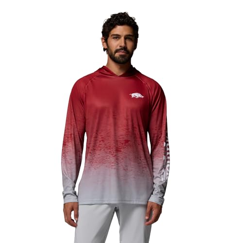 Columbia Men's Collegiate Super Terminal Tackle Hoodie - color: Ark - Red Velvet/Columbia Grey, size: Medium