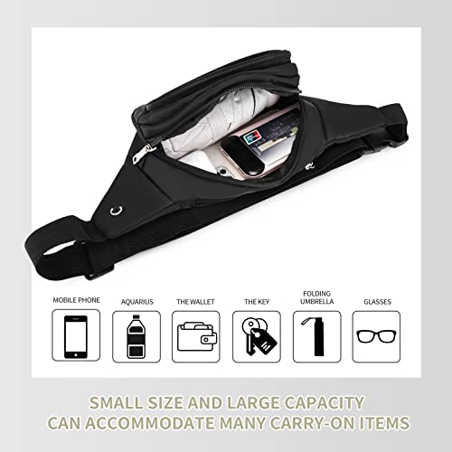 Crossbody Fanny Pack for Men&Women,Large Waist Bag & Hip Bum Bag with Adjustable Strap for Outdoors Workout Traveling Casual Running Hiking Cycling - color: Black Pure