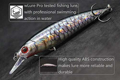 Minnow Crankbait for Bass Fishing Bass Lure Jerkbait Fishing Lures and Tackle Box - color: HM600KB3