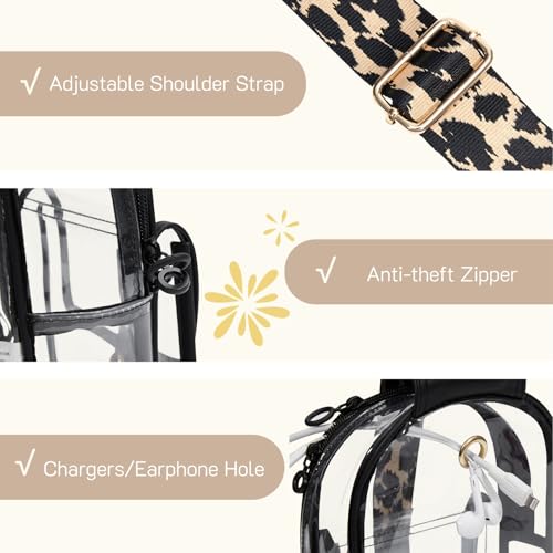 Missnine Anti-Theft Clear Sling Bag Clear Fanny Pack Stadium Approved Crossbody Bag Purse Trendy Heavy Duty Transparent Chest Bags with Guitar Strap for Concerts Sport Events - color: M-black[anti-theft]