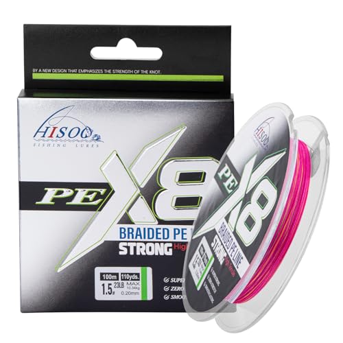 X8 Braided PE Fishing Line - Zero Stretch High Sensitivity 8 Carrier Line, Super Strong Abrasion Resistant for Smooth Casting, Saltwater Freshwater Lure Fishing, 110 Yards - color: Multi-Color, size: 50LB