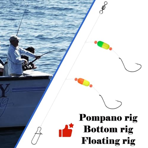 Kahle Hooks for Surf Fishing, FishTrip 50pcs Pompano Rig Hook Wide Gap Circle Hooks 7 Sizes - size: A_50pcs