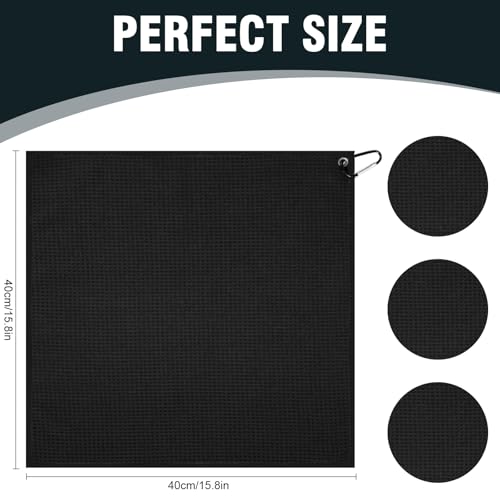 Puomue 3 Pack Microfiber Fishing Towels with Clip, 16" X 16", Waffle Pattern for Effective Cleaning of Fishing Gears or Dirty Hands, Perfect for Camping Towels and Hiking Towles (Black, 16"X16") - color: Black