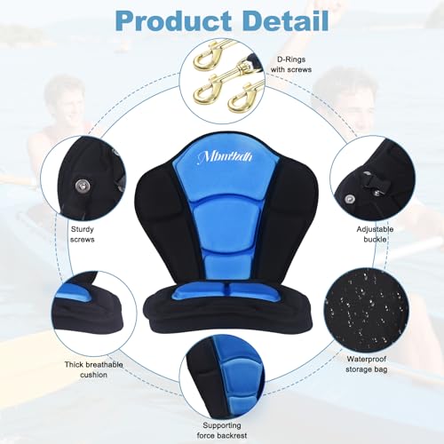 Thickened Kayak Seat,Kayak Seats with Back Support– Cushioned Canoe Backrest with Sit-On-Top Design, Padded Back Support for SUP Paddle Boards, Rafting, Fishing - color: Blue, size: 1 Pcs