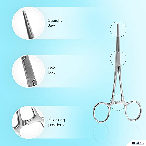 Precision Kelly Hemostat Forceps Locking Tweezers Clamp, Silver, 6.25 Inches, Straight Stainless Steel - size: 6.25", style: Straight