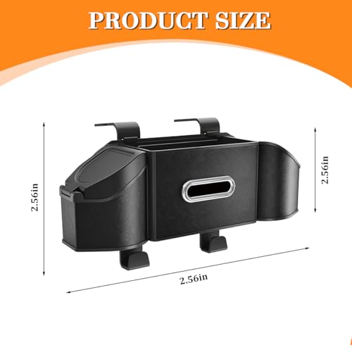 HZEL Car Seat Back Organizer, 7 in 1 Vehicle Backseat Storage Box with Cup Holder Tissue Box Trash Bin & Hooks, Multifunctional Auto Interior Headrest Organizer, Universal for SUV RV Truck (Black) - color: Black
