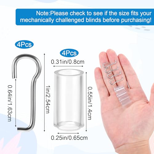 2 Set Wand Wire and Sleeve Collar for Horizontal Blinds, Horizontal Blinds Replacement Parts with Hook, Mini Blind Repair Kit with 1" Square Headrails, Window Opener Accessory for Vertical Blind