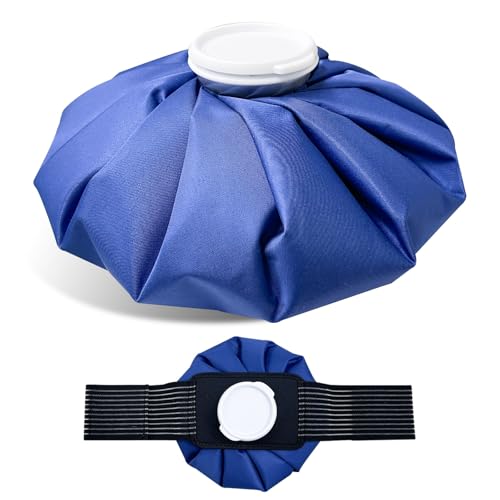 11" Large Ice Bag Pack with Wrap for Injuries, Upgrade Reusable Ice Packs, Effective Hot/Cold Therapy for Migraine, Shoulder, Neck, Knee Pain, No-Leak & Waterproof, Blue - color: Blue - 11 in + Wrap