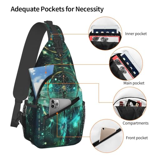 Dragonfly Dream Catcher Sling Backpack Chest Bag Crossbody Shoulder Bag Gym Cycling Travel Hiking Daypack For Men Women - color: Dragonfly Dream Catcher