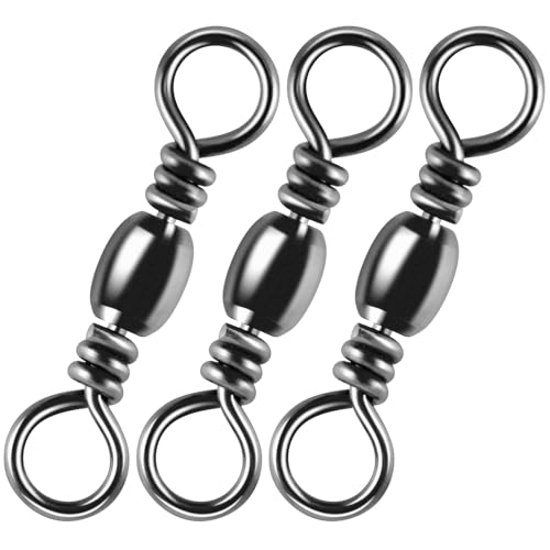 Alwonder 100-Pack Fishing Barrel Swivels, High Strength Stainless Solid Ring Brass Barrel Swivel with Black Nickel Coating, Rolling Fishing Swivels Tackle Line Connector Saltwater Freshwater - size: #4/0-143LB