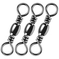 Alwonder 100-Pack Fishing Barrel Swivels, High Strength Stainless Solid Ring Brass Barrel Swivel with Black Nickel Coating, Rolling Fishing Swivels Tackle Line Connector Saltwater Freshwater - size: #9-40-LB