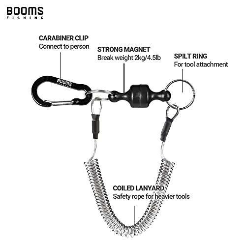 Booms Fishing MRC Magnetic Net Release for Fly Fishing, Magnetic Quick Release Keychain, Magnet Clip Release with Coiled Lanyard or Carabiners - style: 2pcs Magnetic Release & Lanyard