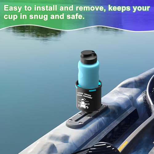 Huntury Kayak Cup Holder with Rubber Tabs, Fishing Tool and Lures Storage, Kayak Water Bottle Holder, Kayak Drink Holder, Tracck Mount Accessories, Track Mount Gear, Pack of 2 - color: Track Mount Only（2 Pack)