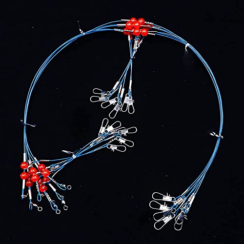 YOTO Fishing Leaders,Stainless Steel Tackle Rig with Tackle Lure Swivels Snaps, Saltwater rig Wire Leader Fishing Leader Wire Bottom rigs for Saltwater - color: Blue Fishing Leaders, style: 2arm-24pcs