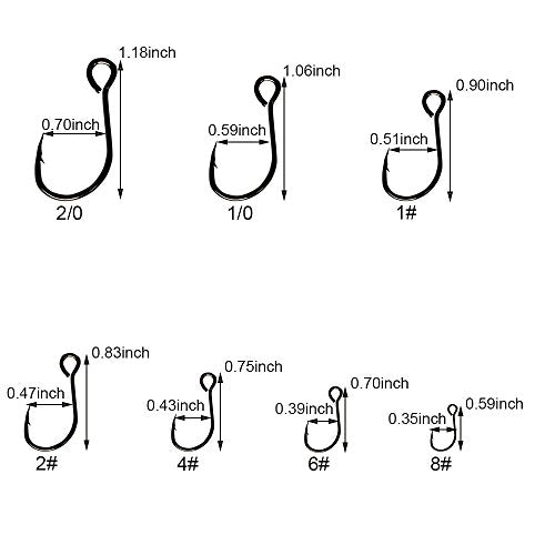 30pcs/Pack Inline Single Hooks Single Replacement Hooks for Fishing Baits Lures 2/0 1/0 1# 2# 4# 6# 8# - size: 4#-30pcs