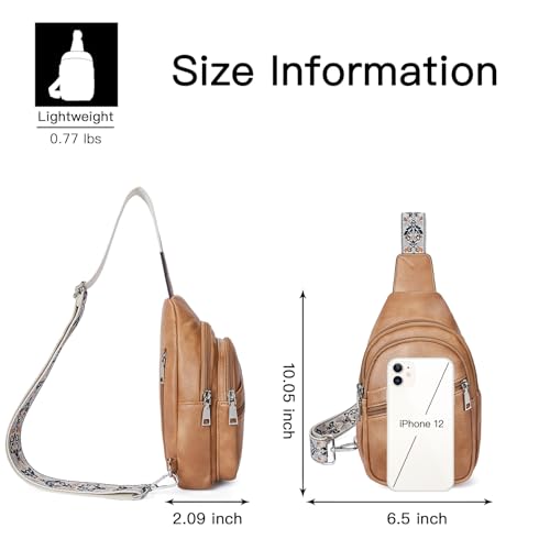 Telena Sling Bag for Women Crossbody Bags Purse for Women Vegan Leather Fanny Pack with Adjustable Strap - color: 0-camel Brown