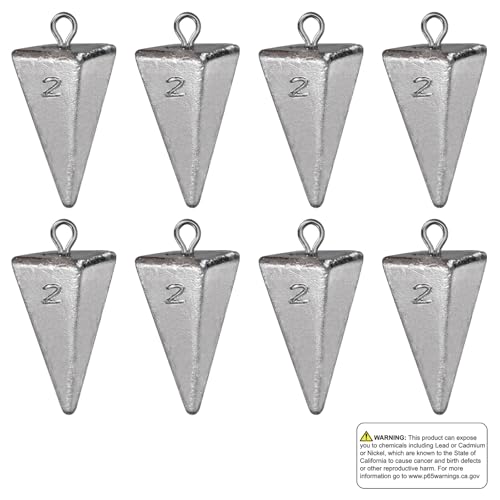 Triangle Fishing Weights 4-Sided Pyramid Sinkers Lead Fishing Weights and Sinkers for Saltwater Ocean Surf 1oz-32oz/2LB - size: 2oz-8pack